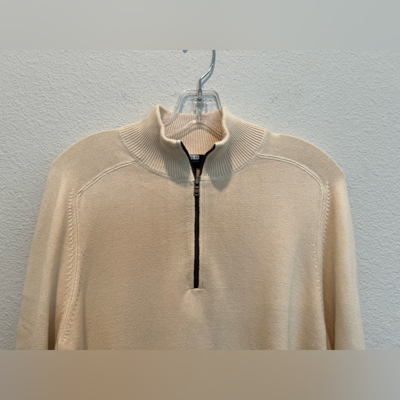 Faconnable Men’s Quarter Zip Sweater Cream Neutral Color Cotton Size M Pullover - Picture 4 of 10